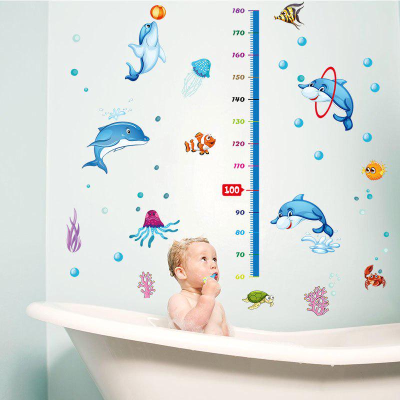 Cartoon Dolphin Height Wall Stickers for Kids Rooms Nursery Wall Decoration Decals
