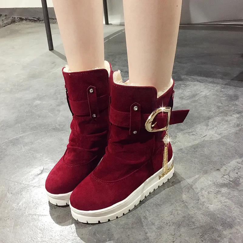 Winter Boots Plus Velvet Snow Boots Frosted Thick Warm Cotton Shoes Women's Boots Mid-tube Flat-bottom Women's Shoes