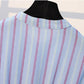 Pofulove Summer Plus Size Women's Slim Chiffon Skirt Party Evening Stripe Polka Dot Dress with Belt