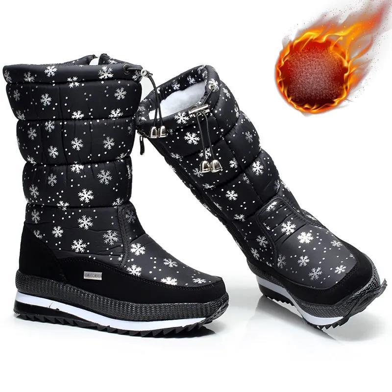Winter Plus Velvet Snow Boots Women's Thick Tube Waterproof Non-slip Warm Cotton Shoes High-top Boots