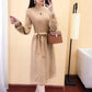 Autumn and Winter Long Solid Color Sweater Knitted Lantern Sleeve Dress Fashion Simple Women Sweater Dress