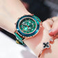 Women's Luxury Crystal Green Rhinestone Niche Watches Korean Style Quartz Watches Office Cut Crystal Diamond Wrist Watches