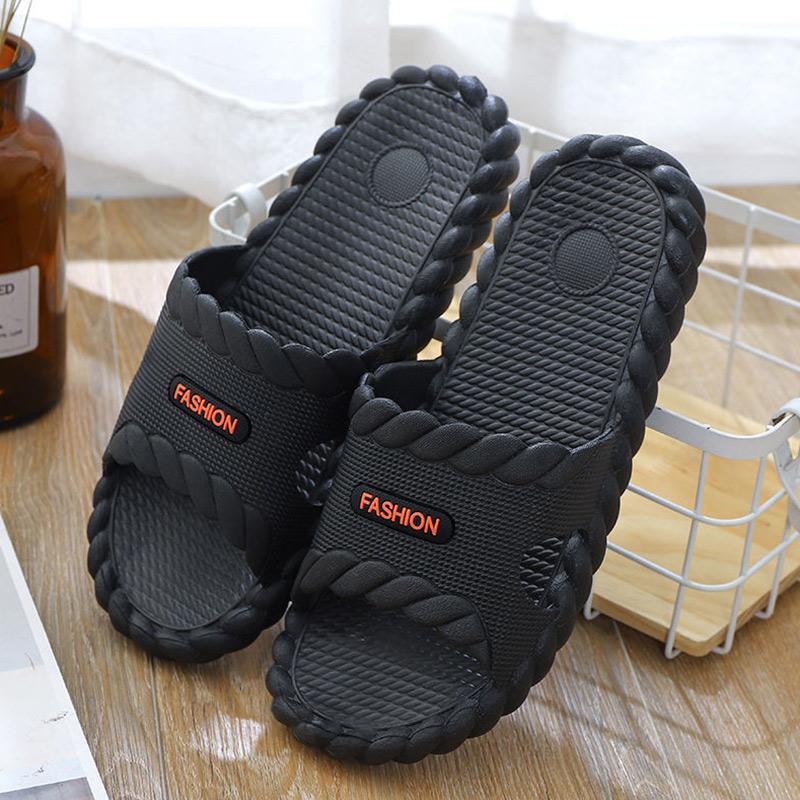 Four Seasons Summer Anti-skid Outer Wear Trendy Slippers for Men and Women Couples Simple Home Bathroom Household Bath Sandals and Slippers