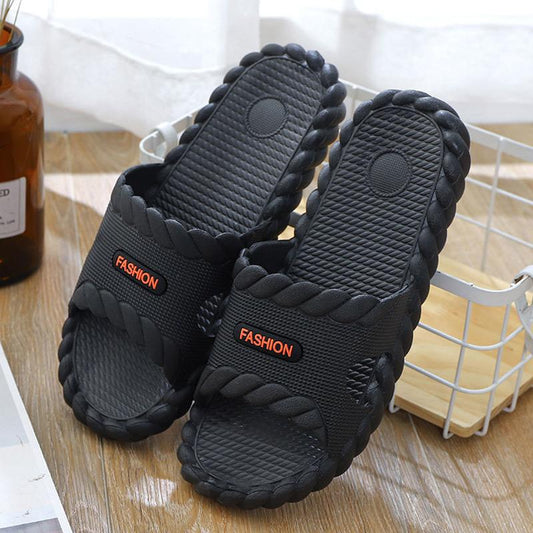 Four Seasons Summer Anti-skid Outer Wear Trendy Slippers for Men and Women Couples Simple Home Bathroom Household Bath Sandals and Slippers