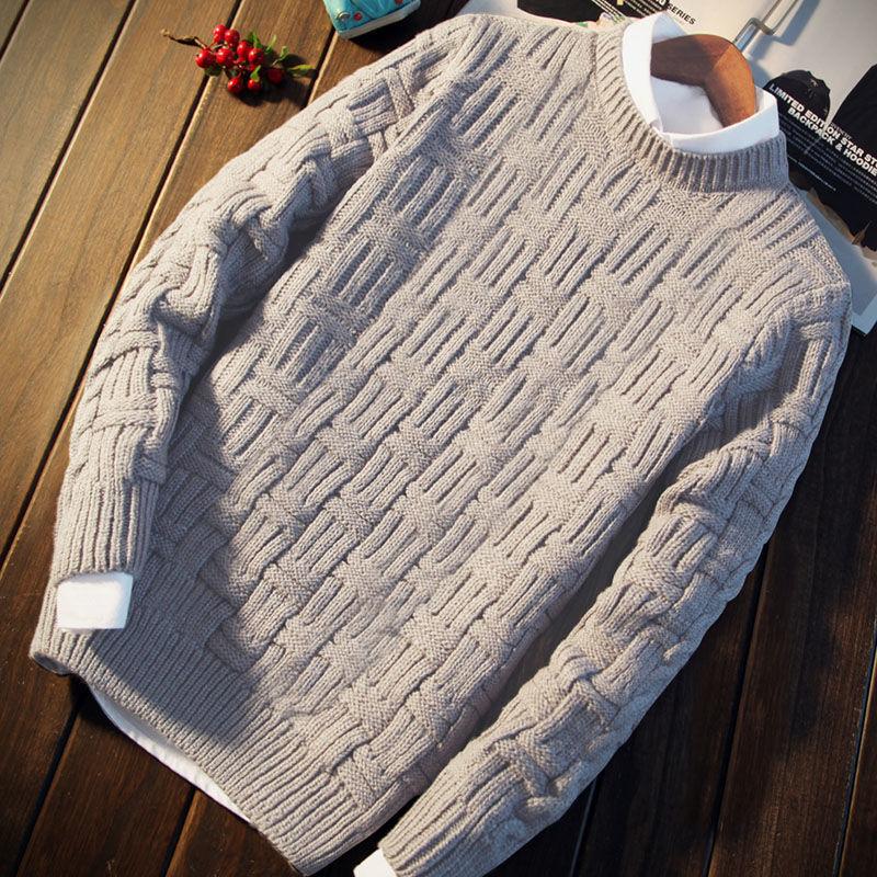 Autumn and Winter Men's Sweater Thickening Youth Round Neck Pullover Sweater Trend Personality Top
