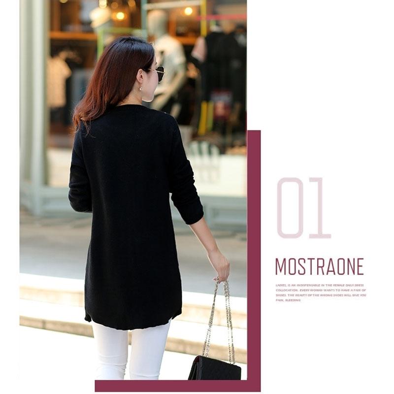 Spring and Autumn Wear Knitted Sweater Cardigan Fashion Slim Jacket Women's Mid-length Simple Solid Color Women's Top