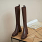 Women's Leather Socks and Long Boots But The Knee Is Thinner Stretch Knit Mid-tube High-heeled High Boots