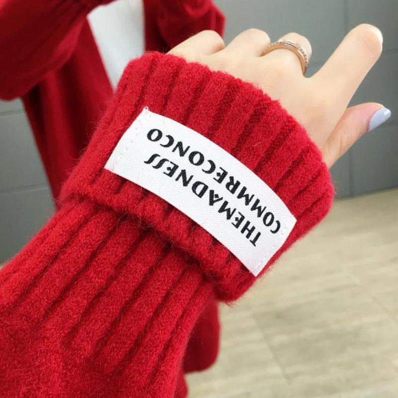 Spring and Autumn Casual Thick Sweater Mid-length Knitted Cardigan Jacket Pure Color Simple Female Top