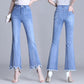 Nine Points Denim Short Pants Women Summer High Waist Loose Pants Trendy Straight Leg Pants Flared Pants