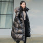 Fashion Popular Black Down Jacket Women Mid-length Thickened Over The Knee Korean Loose Large Size