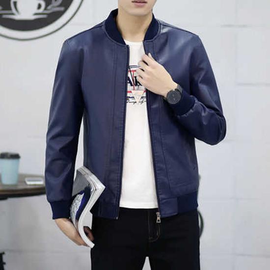 Fashion Motorcycle Leather Jackets Men Leather Coat Casual Man Outerwear Stand Collar Jackets