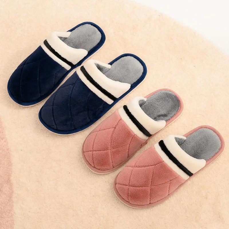 Autumn and Winter Pure Cotton Slippers Indoor Non-slip Soft-soled Shoes Warm Simple Plush Cotton Shoes