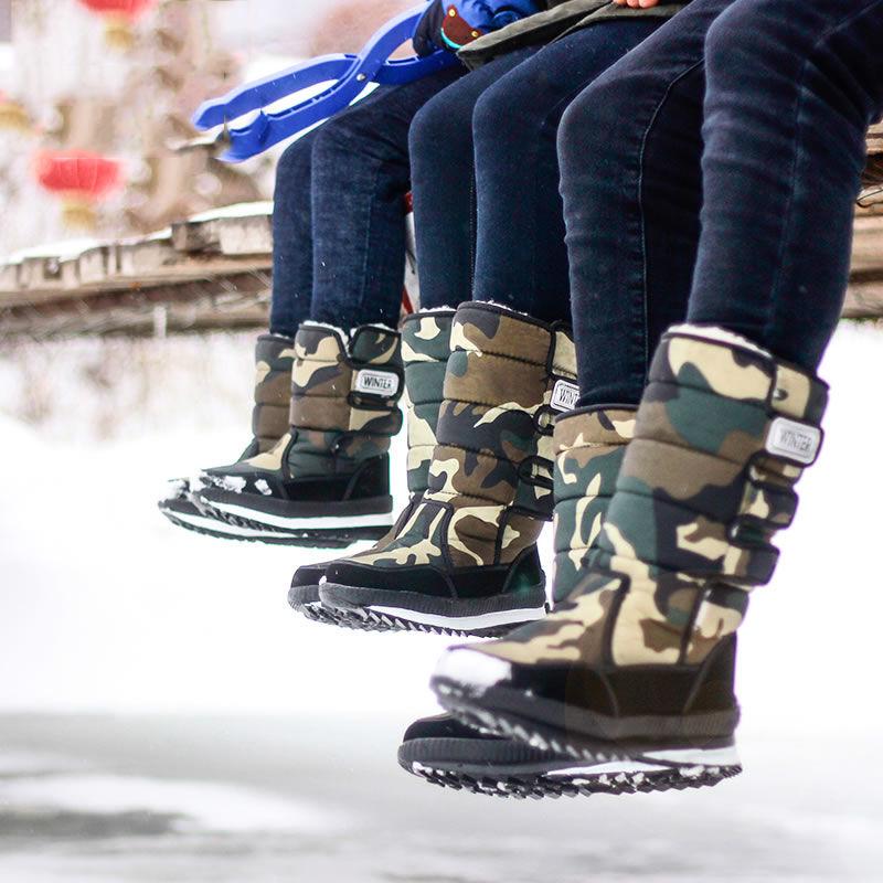 Men Women Boots Platform Snow Boots for Men Thick Plush Waterproof Slip-resistant Shoes Size 36-47