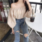 WTEMPO High Waist Stretch Hole Jeans Women's Small Feet Retro Taste Was Thin Nine Points Pants Tide