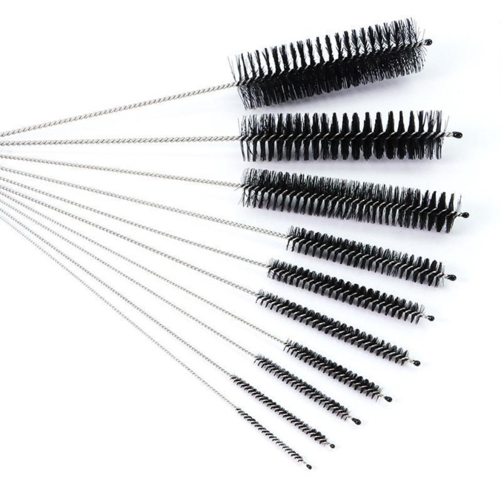 10Pcs/set Household Kitchen Clean Tool White/Black Nozzle Bottle Tube Cleaning Brush Set