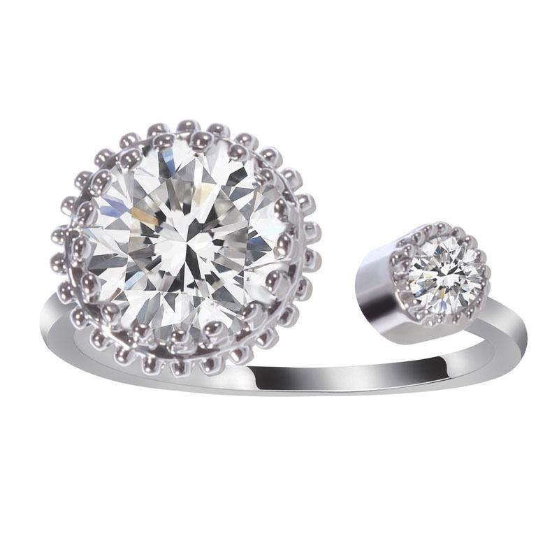 Zircon Full Diamond Bracelet Big Head Double Head Zircon Ring Double Head Zircon Open Diamond Ring Double Round Zircon Ring