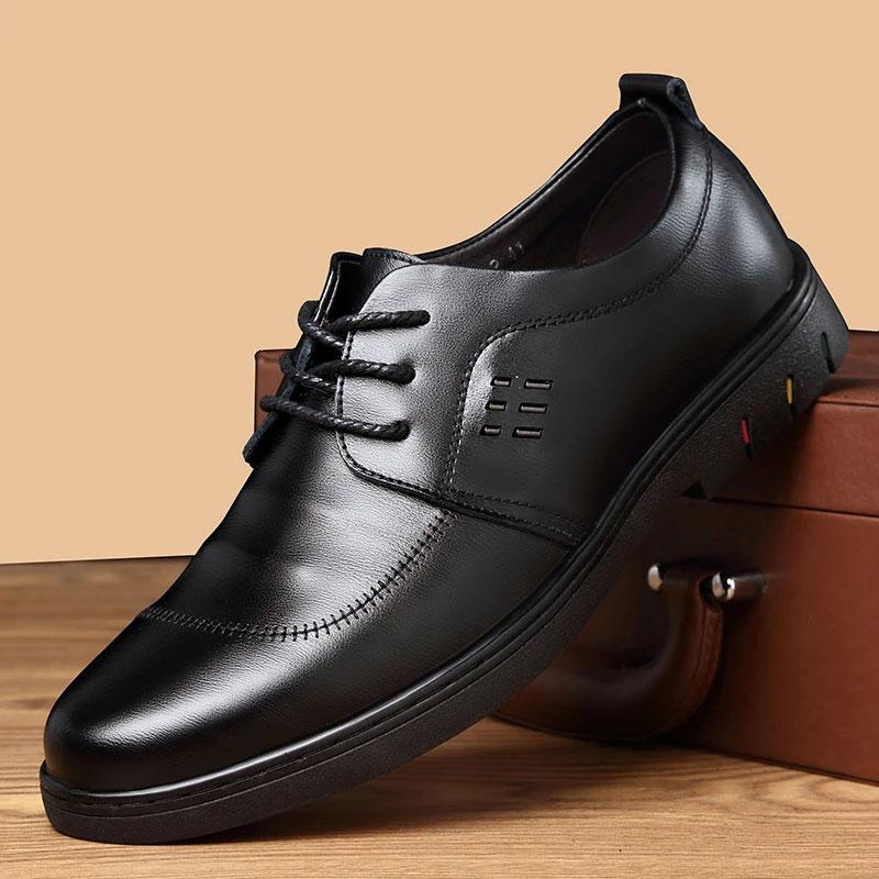 Cowhide Shoes Men's Casual Shoes Peas Shoes Lazy Pedal Dad Middle-aged and Elderly Shoes Men's Shoes Non-slip Walking Shoes Formal Business Shoes