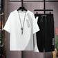 Summer Short-sleeved T-shirt Suit Men's Trend Youth Casual Sports Cropped Two-piece Set
