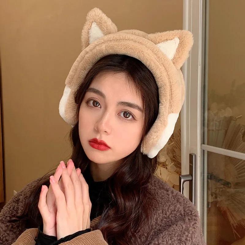 Women's Winter Cat Claw Ears Earmuffs Cute Cartoon Warm Earflaps Wide-brimmed Ear Protection Earwarmers No Shedding Cat Head Band Cover Ear Pad