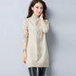 Women Winter Turtleneck Knitwear Dress Top Long Knitted Solid Color Thick Sweater Skirt