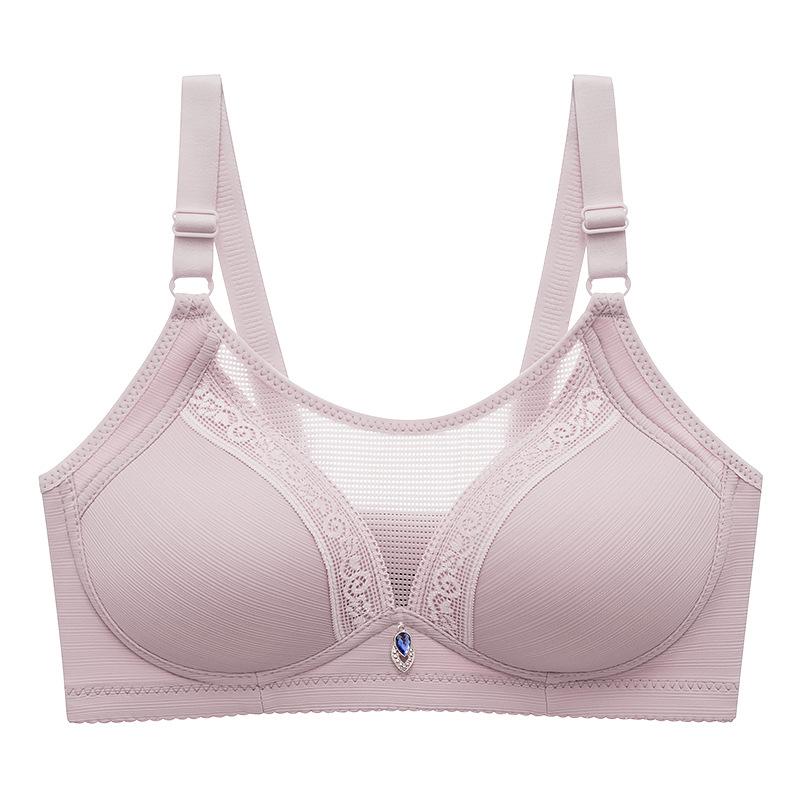 Larger Cup Comfortable Massage Inner Cup Without Steel Ring Traditional Thin Mold Cup Women's Lace Edge Breathable Thin Bra