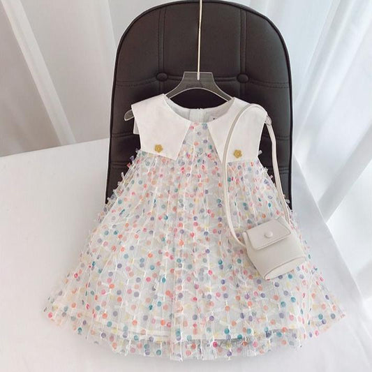 Girl's Sleeveless Princess Skirt Summer Little Girl Children's Dress Korean Style Pengpeng Yarn Baby Summer Dress Children's Dress