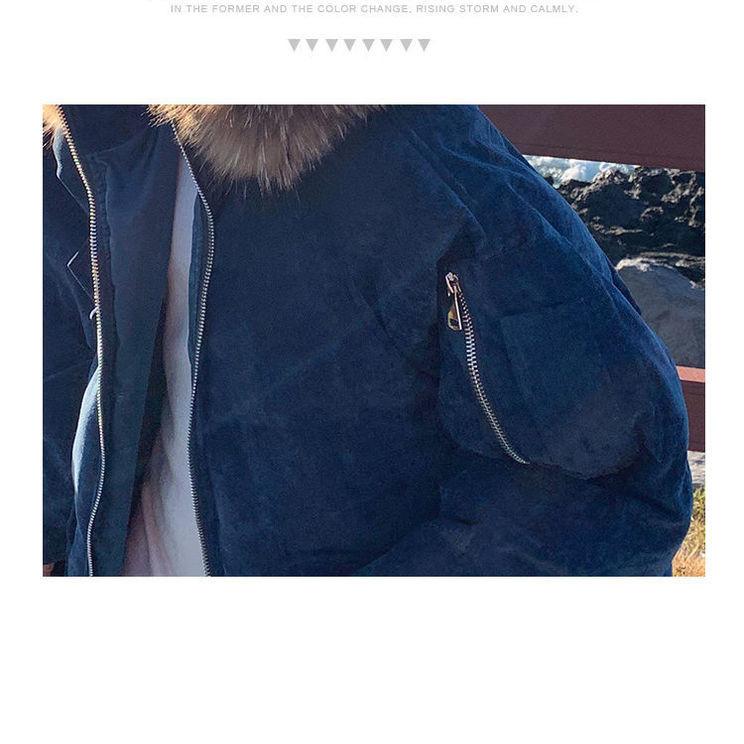 Gold Velvet Down Jacket Women's Winter Mid-length Loose and Thicker Thin Over-the-knee Jacket Women