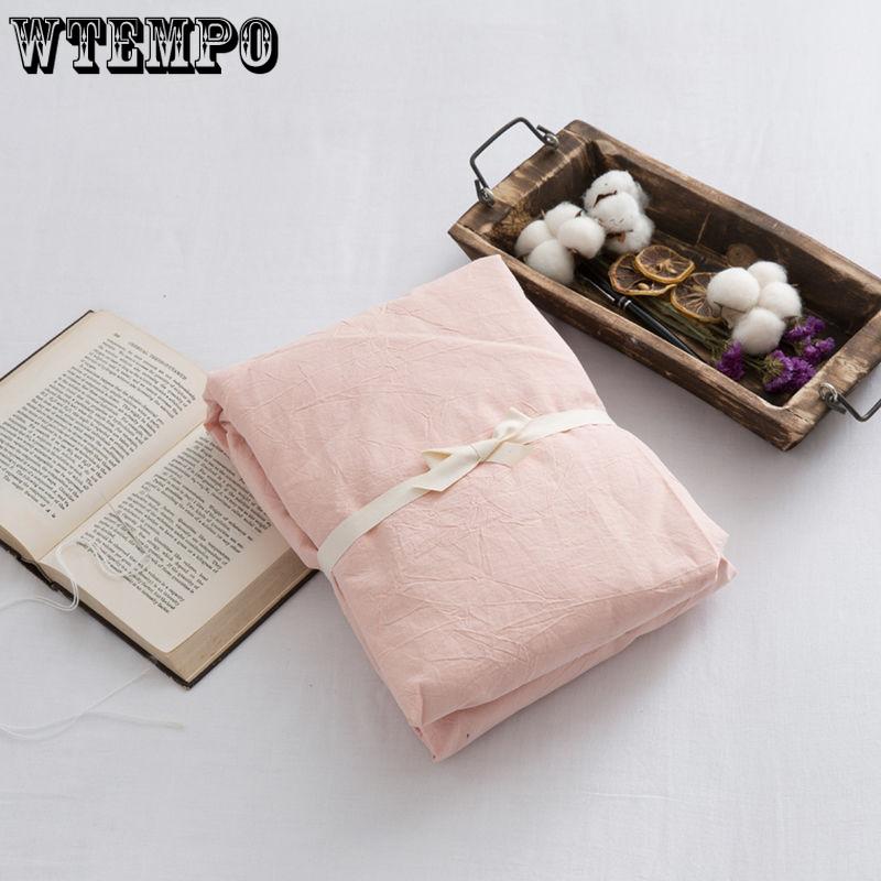 Washed Cotton Bed Linen Single Double Bed Single Solid Color Nordic Soft Bedding Spring Summer Thin Section