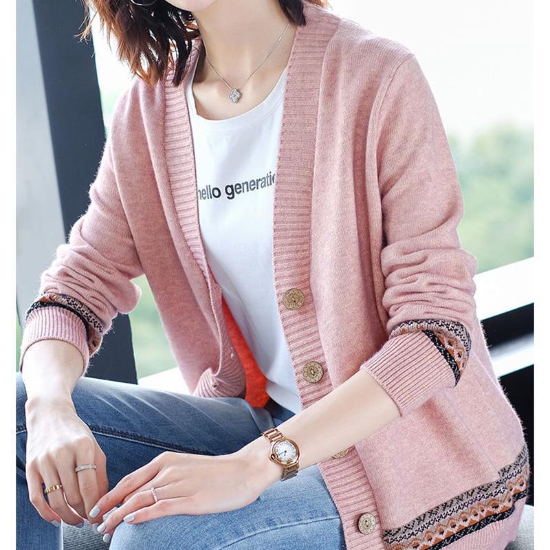 Autumn and Winter Style Korean Loose Knitted Cardigan Button Long-sleeved Sweater Fashion Coat Women