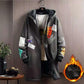 Men's Plus Velvet Thick Windbreaker Mid-length Trendy Hooded Jacket Youth Cloak Coat Autumn and Winter