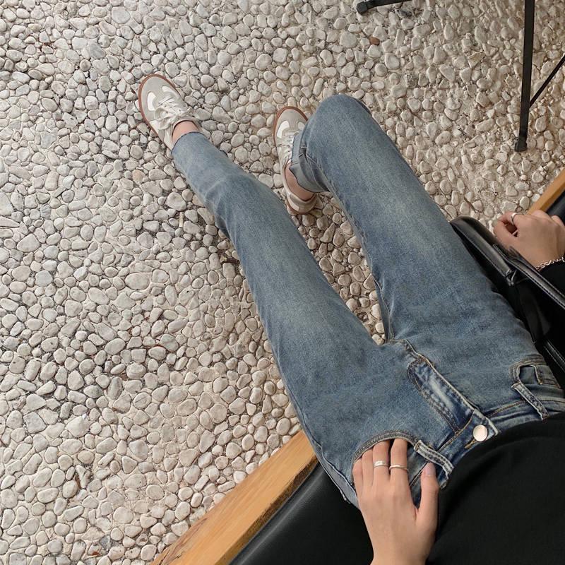 WTEMPO Spring High Waist Jeans Women Loose  Students Were Thin Retro Straight Pants Wild Nine-point Pants