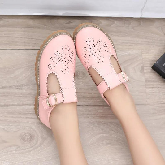 Girl's Soft Soled Hollow Out Breathable Single Shoes Girls' Non Slip Solid Color Princess Shoes