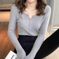 V-neck Sweater Women's Spring and Autumn Clothes with A Slim Bottoming Shirt Autumn and Winter Western Style Thin Knitted Sexy Top