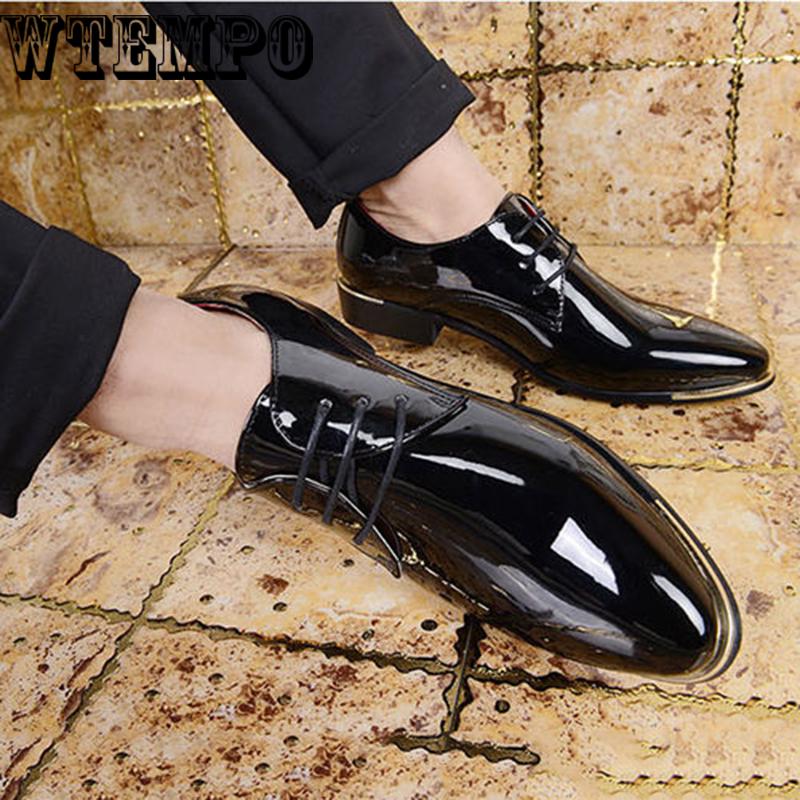 Business casual shoes, patent leather shoes, large size, pointed shoes, males,increased British wind