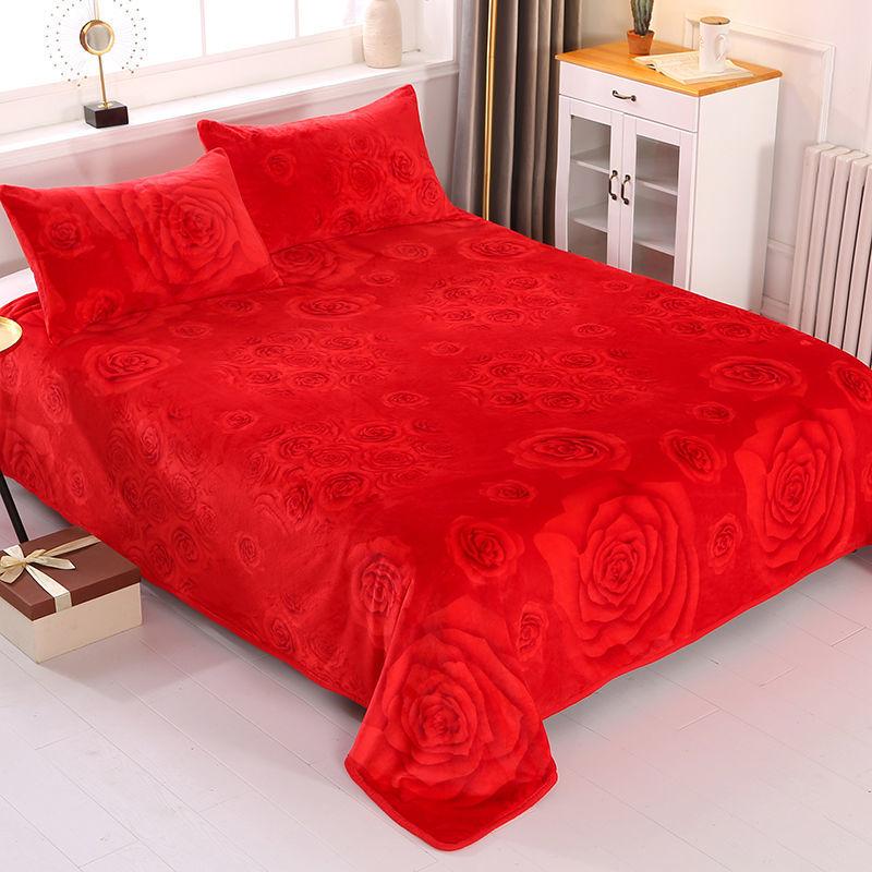 Winter Thick High-quality Double-sided Fleece Bed Sheet Flannel Blanket Coral Fleece Blanket Machine Washable