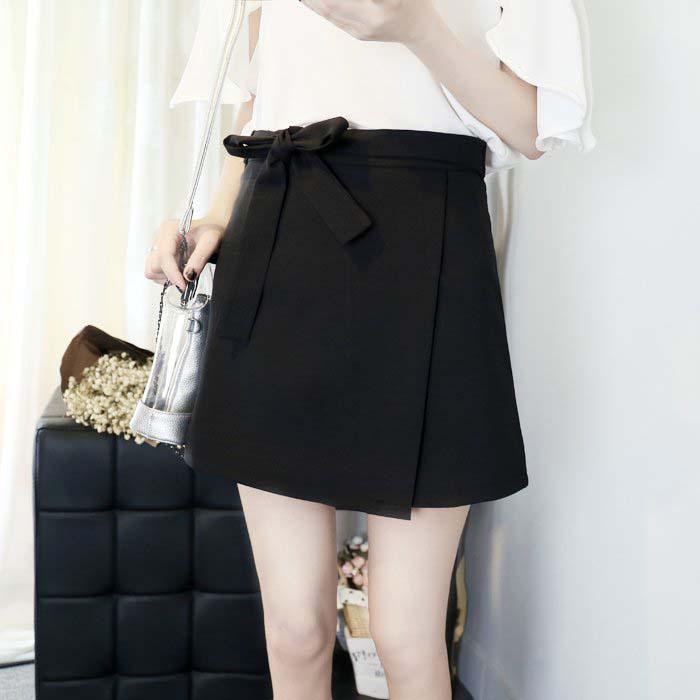 S-2XL Women Anti-light Bow Skirt Solid Color High Waist Sexy Mini A-line Skirt Hip Skirts