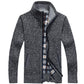 Plus Velvet Thick Autumn Men's Cardigan Sweater Plus Velvet Stand Collar Sweater Loose Sweater Coat