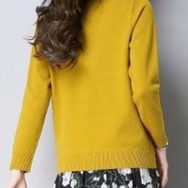 Spring and Autumn Knit Solid Color Cardigan Long Sleeve V-neck Sweater Short Solid Color Coat