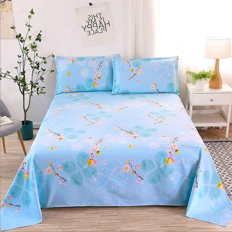 Pure Cotton Bedding Three-piece Set One-piece Bed Sheet and Two Pillowcases with Good Sweat Absorption and Breathability Size KING QUEEN TWIN