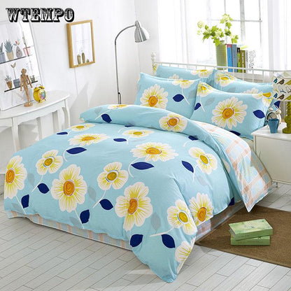 sunflower Bedsheet Pillowcase Duvet Cover Sets 100% Cotton Bedlinen Size Bedding Set