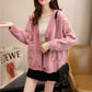 Autumn and Winter Mohair Cardigan Jacket Wild Loose Casual Sweater V-neck Knitted Female Top
