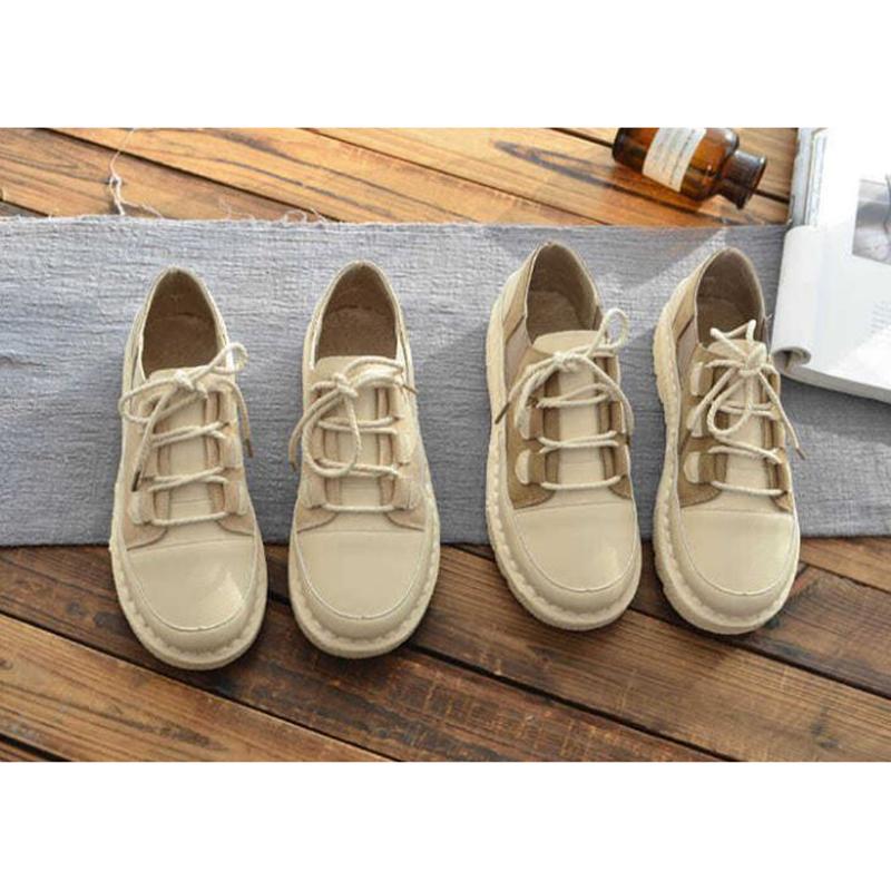 Flat Shoes Women Wild Ladies Soft Sole Comfortable Handmade Shoes Color Matching Single Shoes Women Low-top Shoes Summer