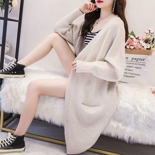 Mid-length Cardigan Sweater Spring and Autumn Loose Outer Tops Spring Casual Knitted Women's Jacket