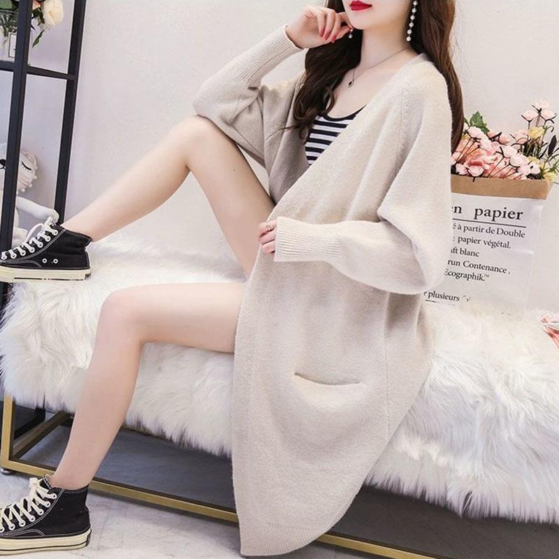 Mid-length Cardigan Sweater Spring and Autumn Loose Outer Tops Spring Casual Knitted Women's Jacket