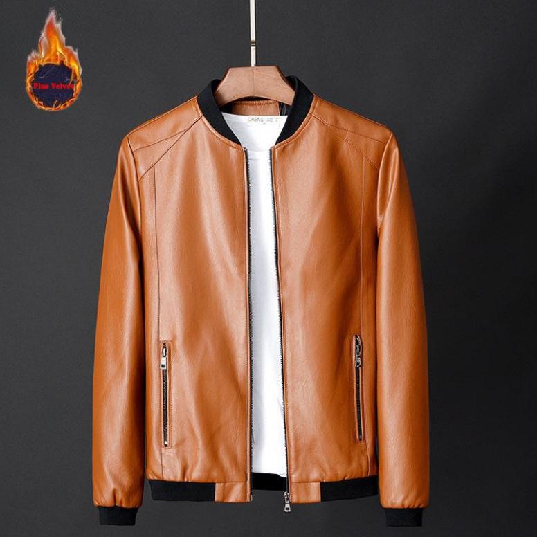 M-8XL Winter and Autumn Men's PU Plus Size Jackets Daily Casual Motorcycle Jackets Men's Solid Color Leather Jackets