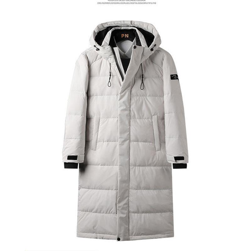 Men's and Women's Down Jackets Fashion Hooded Plus Velvet Thickening Warm White Duck Down Long Couple Down Jackets
