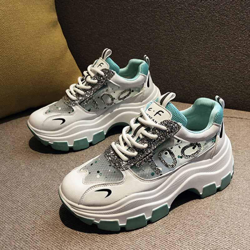 Plus Size 35-40 Summer Women Mesh Sneakers Students Breathable Running Basketball Shoes Shockproof Non-slip Heighten Shoes