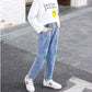 Girl Boy Loose Jeans Spring and Autumn Wear Korean Style Hole Children's Medium Children's Color Jeans Pants