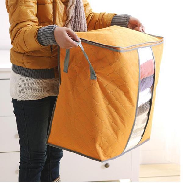 Maxnina Coneed Bamboo Charcoal Clothing Storage Bag Quilt Storage Case Bedding Organizer