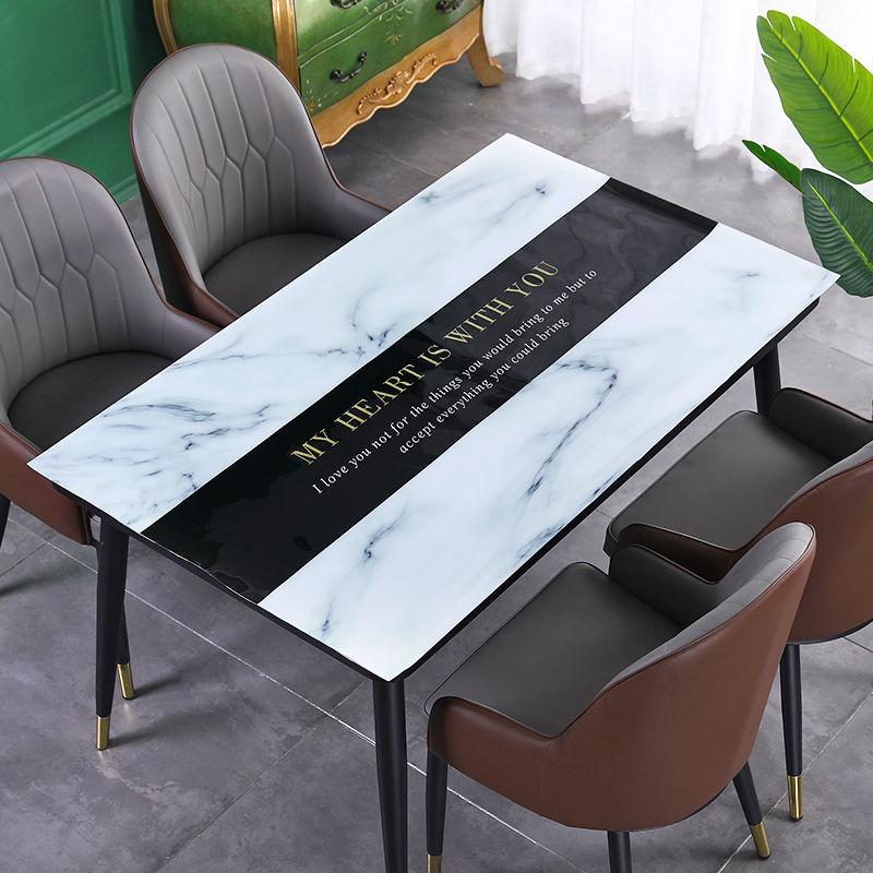 Nordic Style Pvc Crystal Plate Light Luxury Soft Glass Coffee Table Cushion Printing Table Mat Waterproof and Oil-proof Disposable Tablecloth